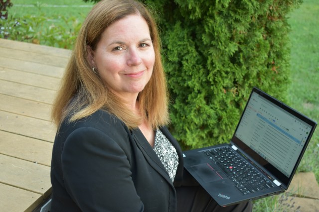 Jody Hassen, mother of two, loves to make the most out of her day by getting ready for her day, drinking her coffee, getting outside, being productive, and sticking to a routine while working from her home in Mount Pleasant, MI, during the COVID pandemic. Photo by Paige Hassen.