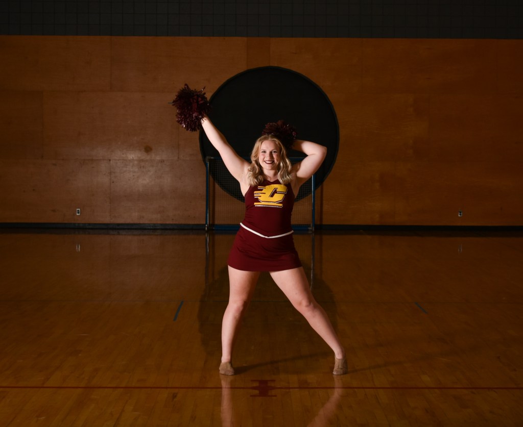 Olivia Earnest poses in the Student Activity Center on the campus of Central Michigan University, Wednesday, Dec 7, 2022. Olivia has been on the CMU Dance Team for three years.