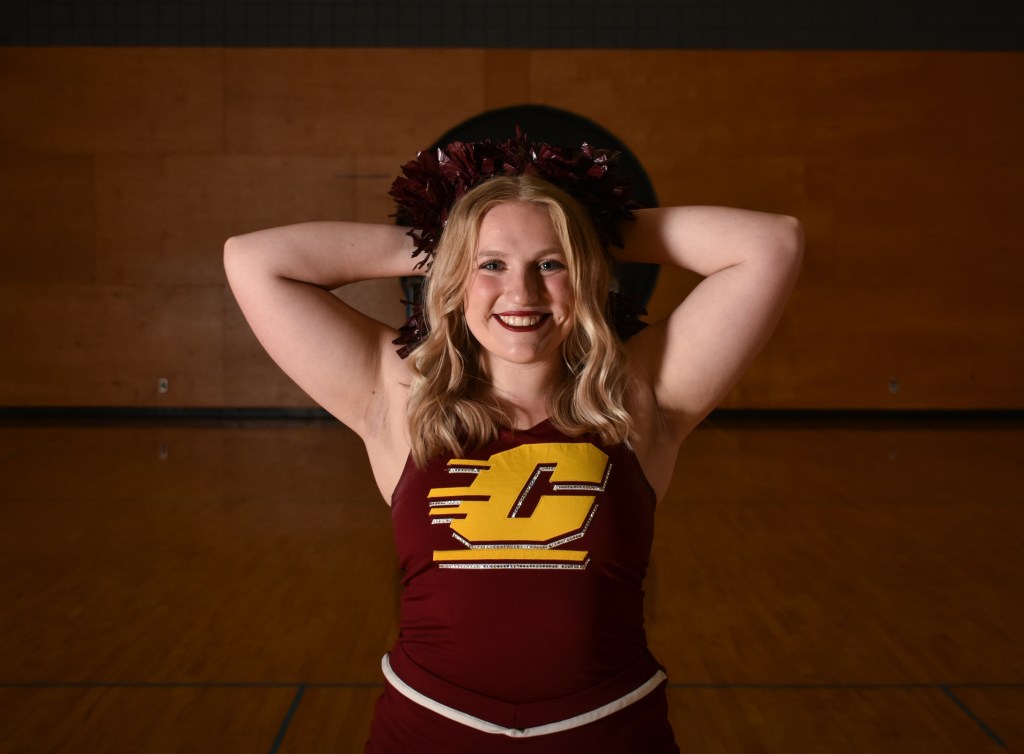 Olivia Earnest poses in the Student Activity Center on the campus of Central Michigan University, Wednesday, Dec 7, 2022. Olivia has been on the CMU Dance Team for three years.