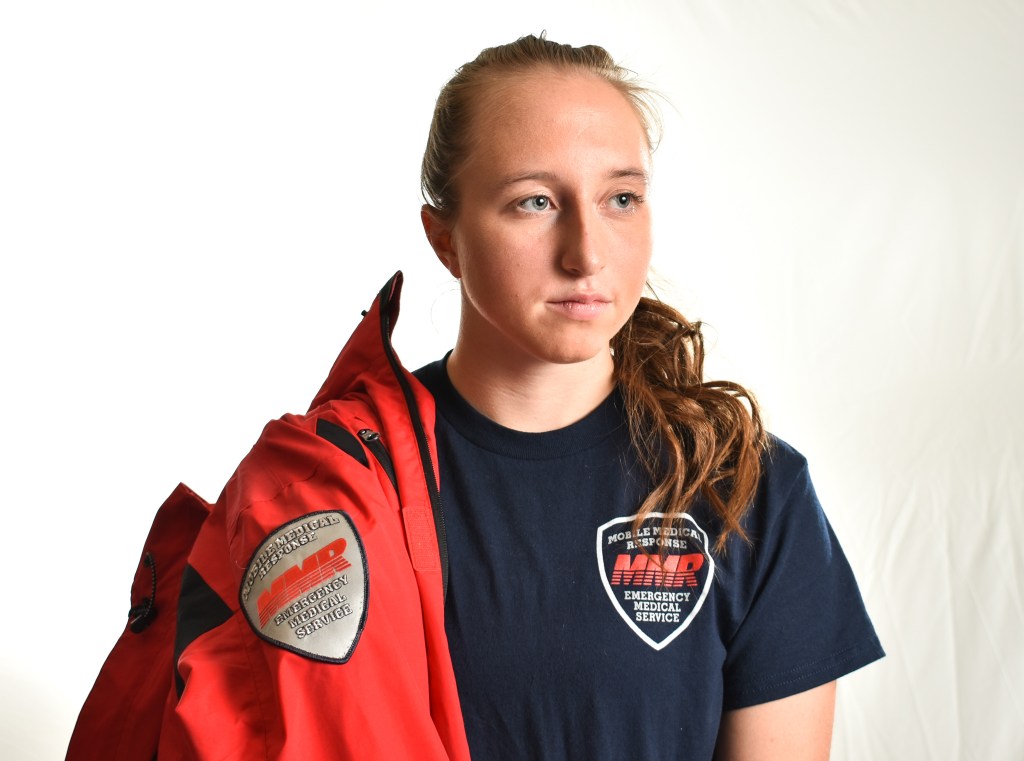 "EMT in Training"
"Lauren Revord poses for a portrait in her EMT uniform in Moore Hall on the campus of Central Michigan University on Tuesday, November 1st, 2022."